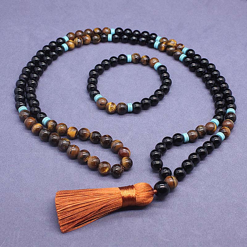 Tibetan Black Onyx Mala Set — view 1