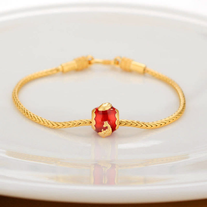 Buddha Stones Tibetan 18K Gold Om Mani Padme Hum Lucky Koi Fish Fu Character Ingot Copper Coin Peace Bracelet Bracelet BS Lucky Koi Fish