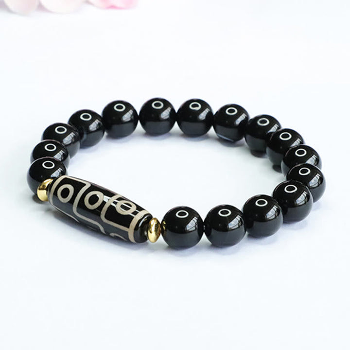 Tibetan Nine-Eye Dzi Bead and Black Onyx Bracelet — view 5