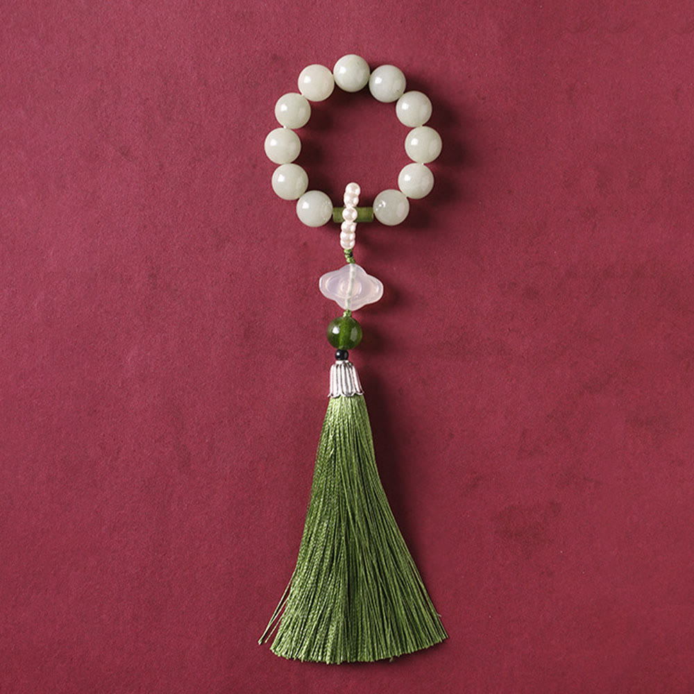 Green Jade Beads Pearl Wrist Mala — product view 5