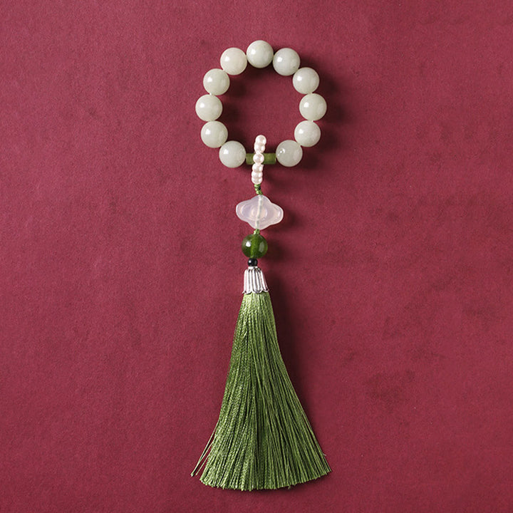 Green Jade Beads Pearl Wrist Mala — product view 5