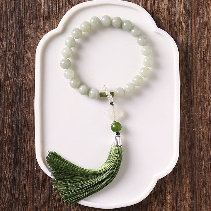 Green Jade Beads Pearl Wrist Mala — product view 8