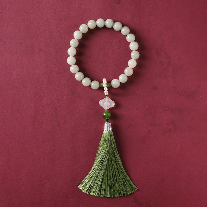 Green Jade Beads Pearl Wrist Mala — product view 11