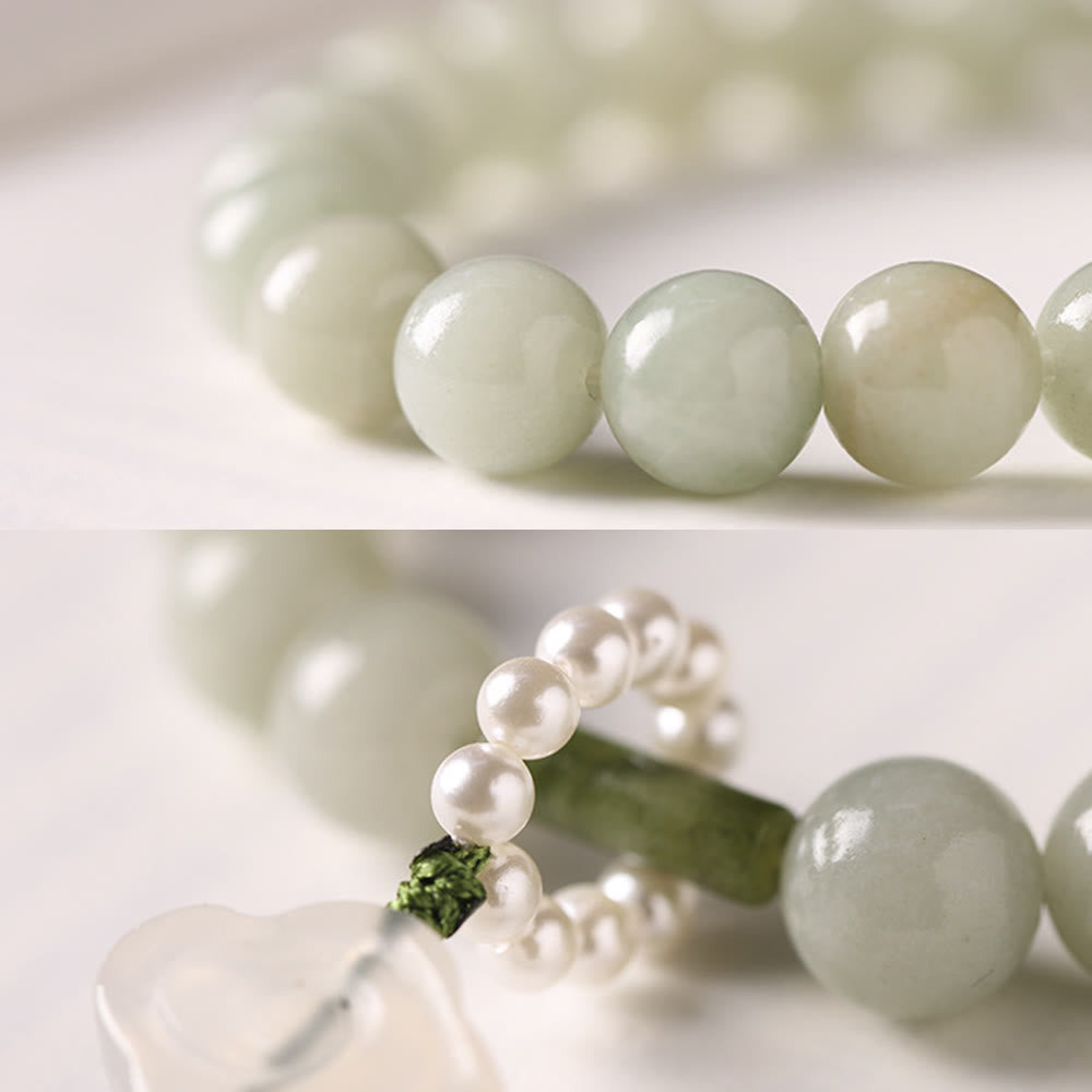 Green Jade Beads Pearl Wrist Mala — product view 12
