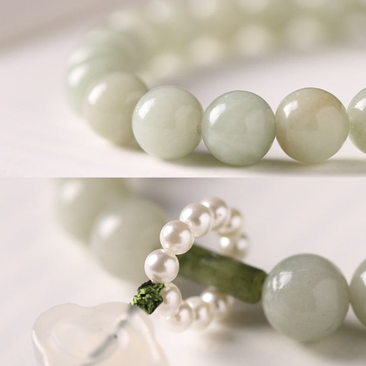 Green Jade Beads Pearl Wrist Mala — product view 12