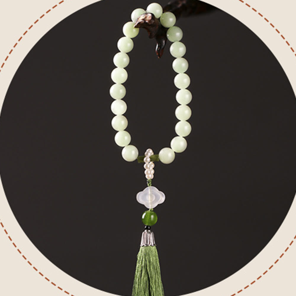 Green Jade Beads Pearl Wrist Mala — product view 14