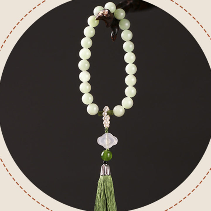 Green Jade Beads Pearl Wrist Mala — product view 14