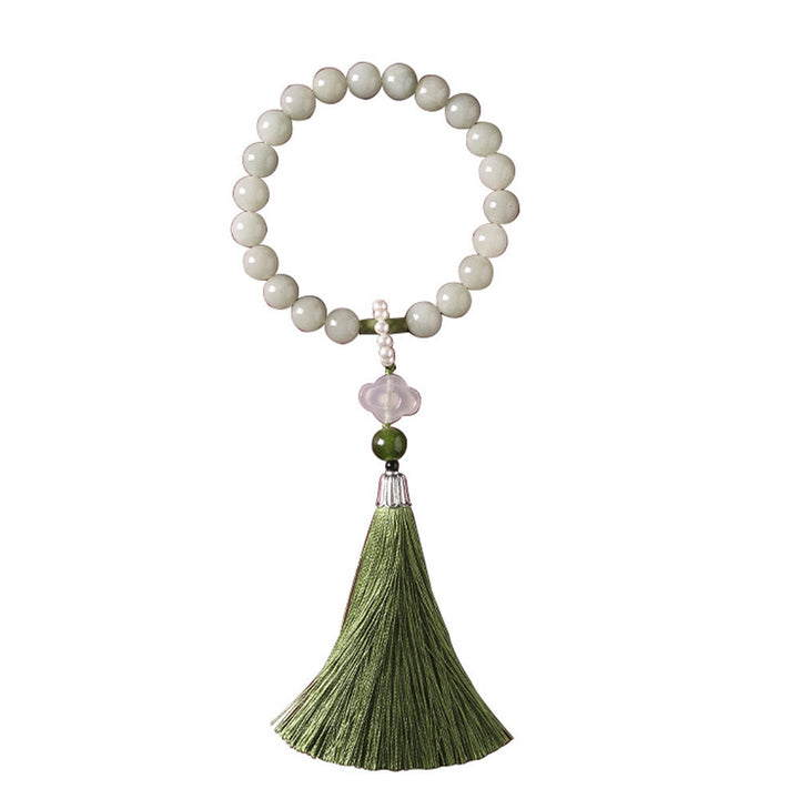 Green Jade Beads Pearl Wrist Mala — product view 15