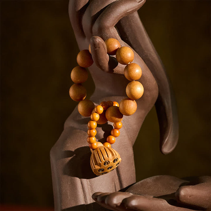 Green Sandalwood Lotus Pod Beads Tactile Meditation Beads — product view 10