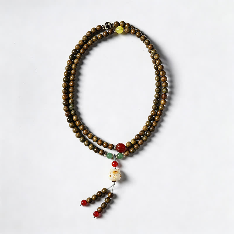 Green Sandalwood Hand-Woven Cat Retro Ethnic Wrist Mala — product view 7