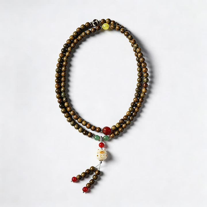 Green Sandalwood Hand-Woven Cat Retro Ethnic Wrist Mala — product view 7