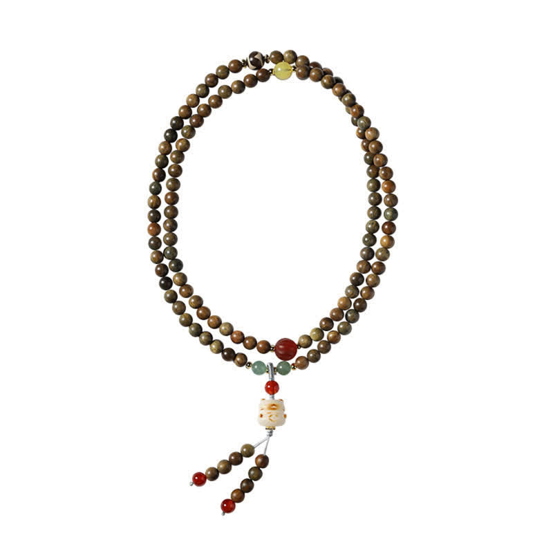 Green Sandalwood Hand-Woven Cat Retro Ethnic Wrist Mala — product view 8