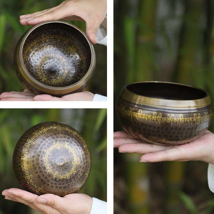Scripture-Pattern Copper Singing Bowl Set — product view 7