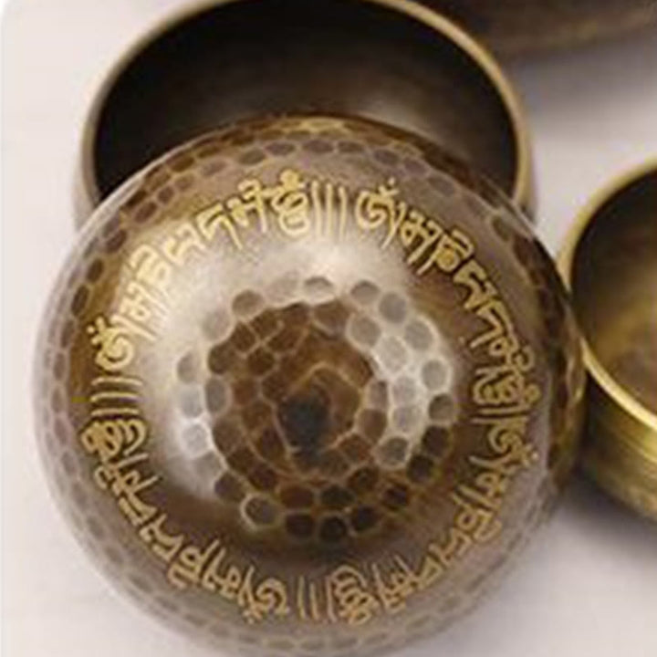 Scripture-Pattern Copper Singing Bowl Set — product view 9