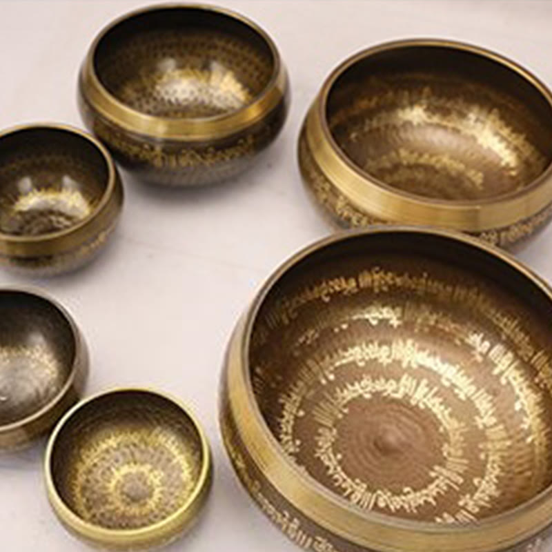 Scripture-Pattern Copper Singing Bowl Set — product view 12