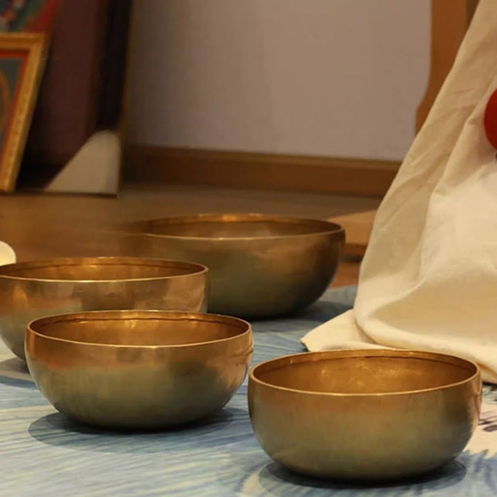 Nepal-Style Simple Golden Copper Singing Bowl Set — main product view