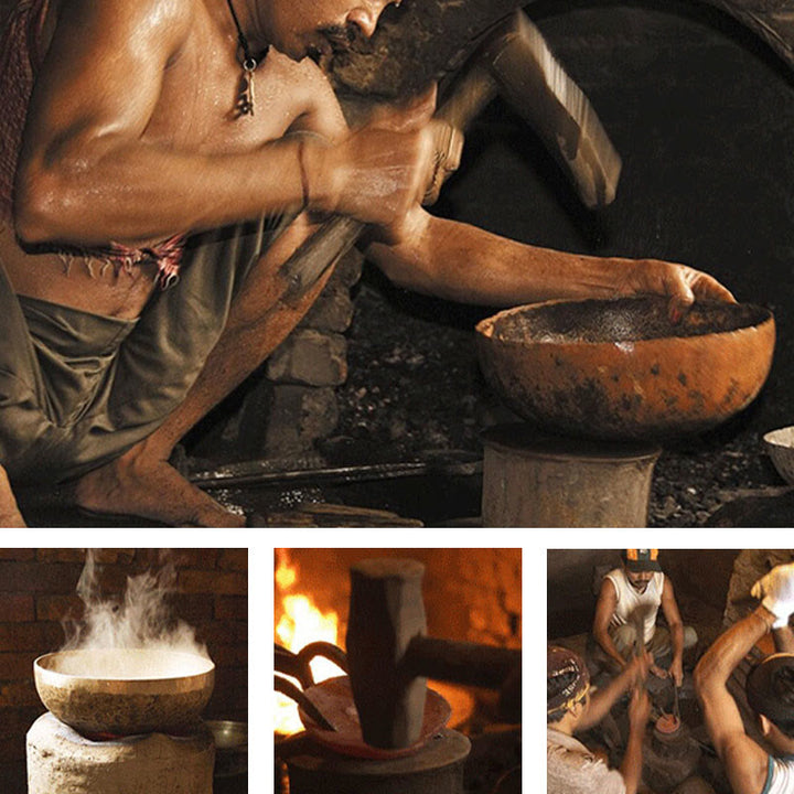 Nepal-Style Simple Golden Copper Singing Bowl Set — product view 3