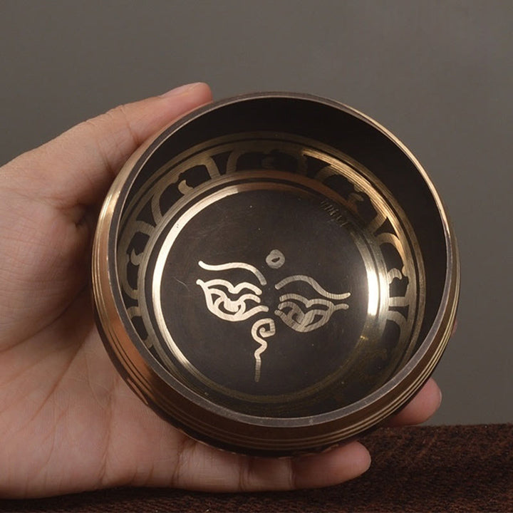 Buddha Eyes Scripture Copper Singing Bowl Set — main product view
