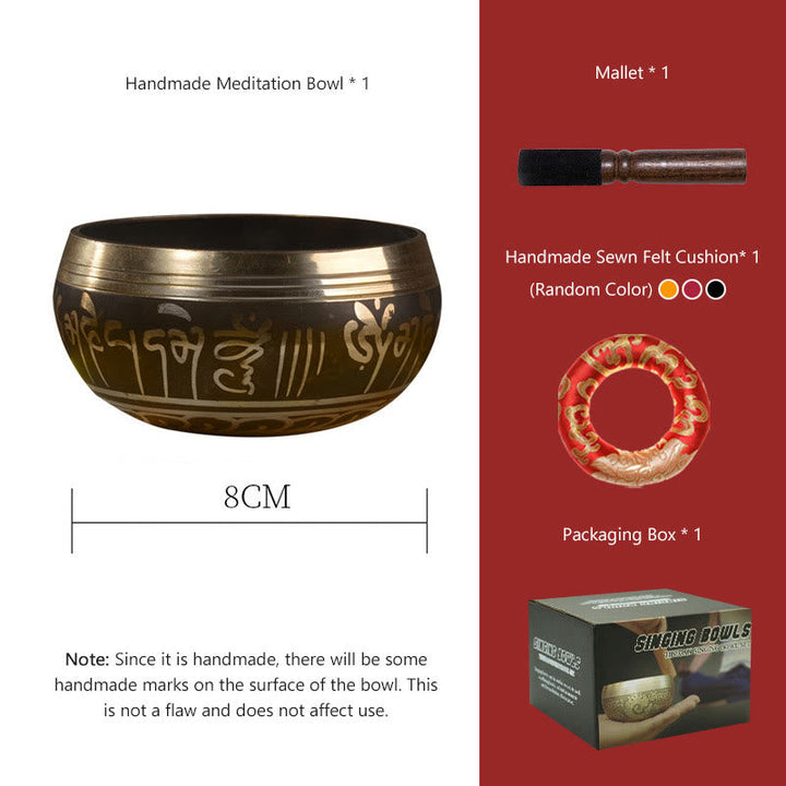 Buddha Eyes Scripture Copper Singing Bowl Set — product view 2