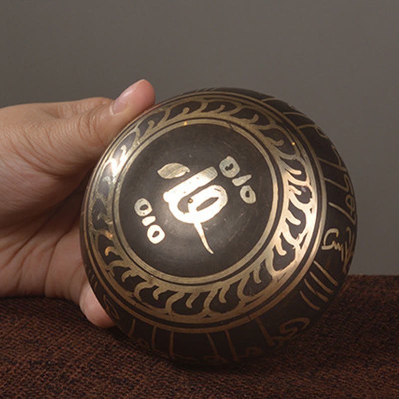 Buddha Eyes Scripture Copper Singing Bowl Set — product view 4