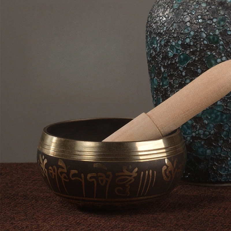 Buddha Eyes Scripture Copper Singing Bowl Set — product view 9