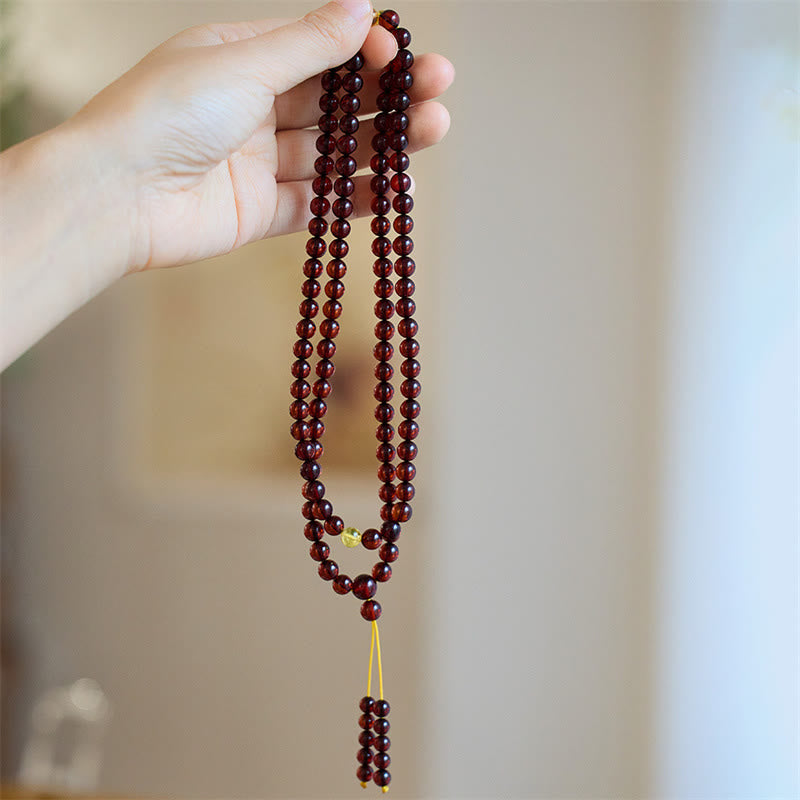 Amber Clear 108-Bead Mala Bracelet — main product view