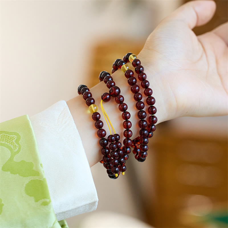 Amber Clear 108-Bead Mala Bracelet — product view 2
