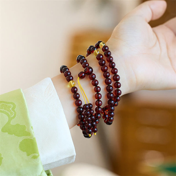 Amber Clear 108-Bead Mala Bracelet — product view 2