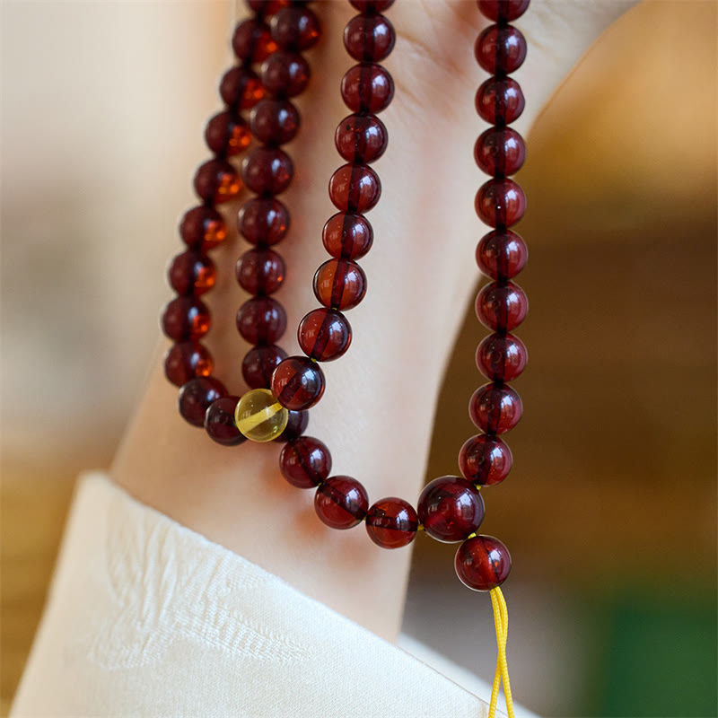 Amber Clear 108-Bead Mala Bracelet — product view 3