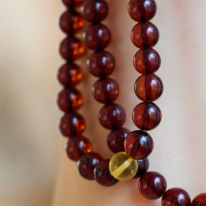 Amber Clear 108-Bead Mala Bracelet — product view 4
