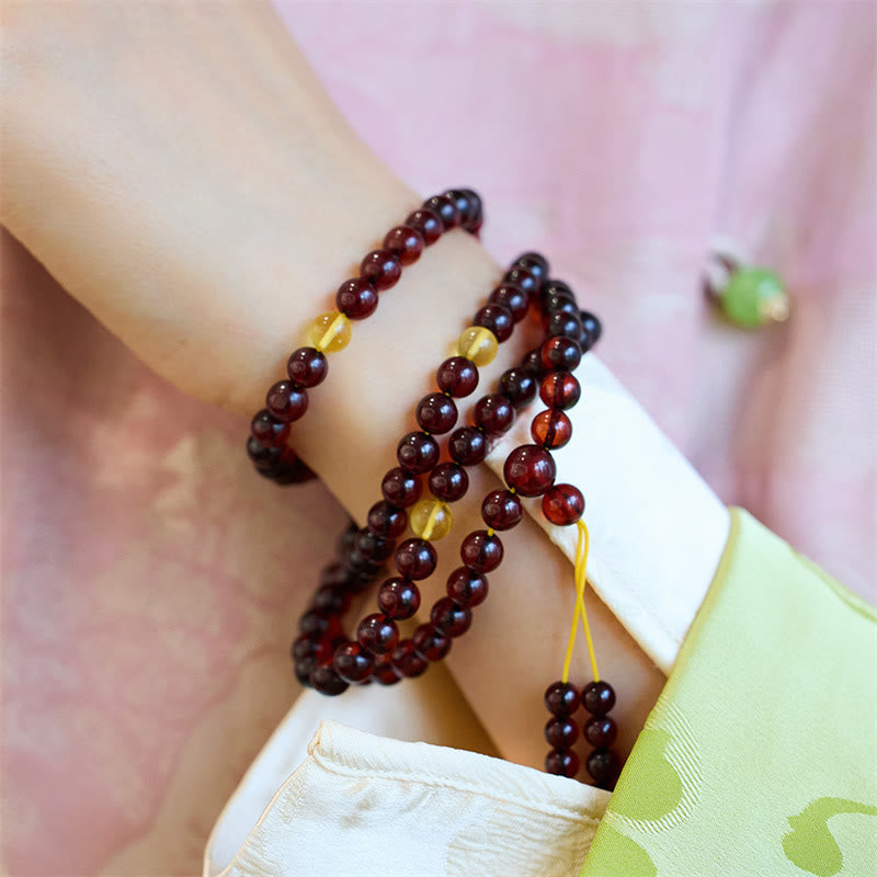 Amber Clear 108-Bead Mala Bracelet — product view 5