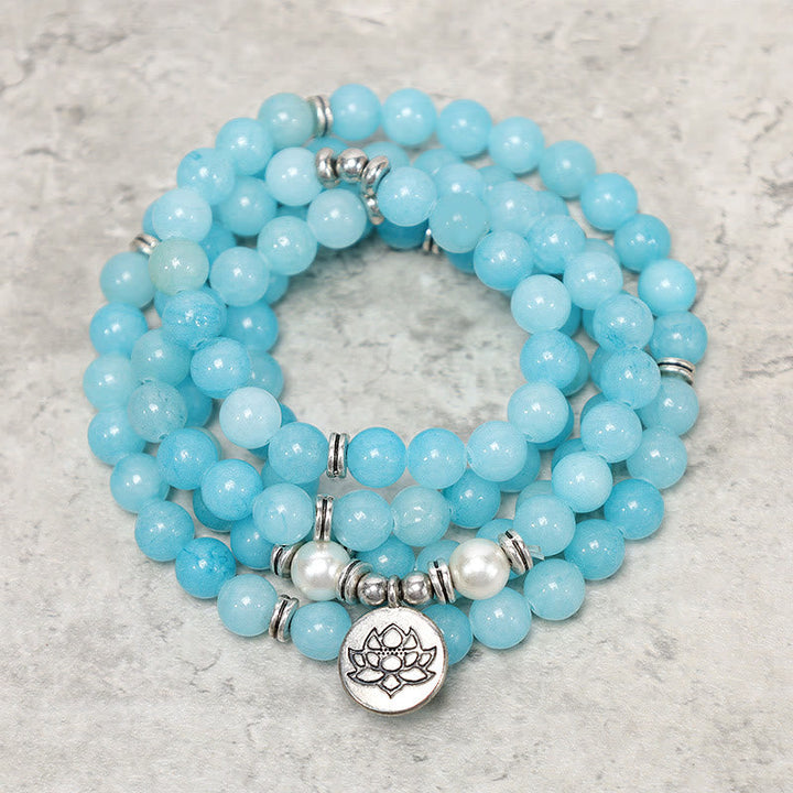 Amazonite Stone Lotus Mala Bracelet — main product view