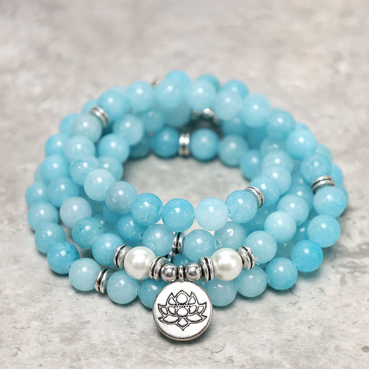 Amazonite Stone Lotus Mala Bracelet — product view 2