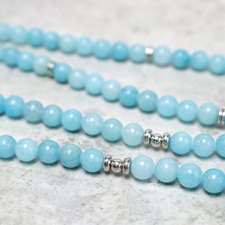 Amazonite Stone Lotus Mala Bracelet — product view 5