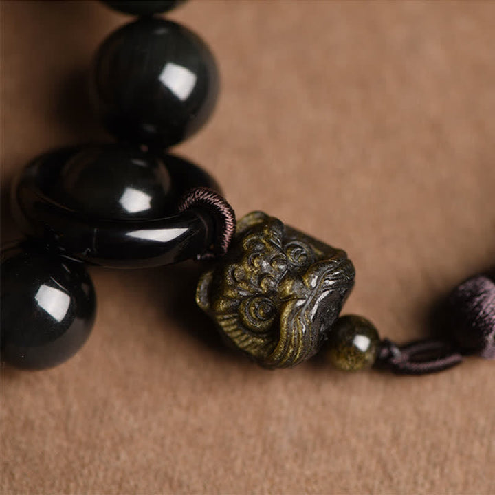 Black Obsidian Lion Wrist Mala — product view 5