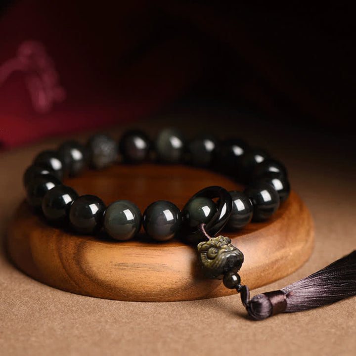 Black Obsidian Lion Wrist Mala — product view 6