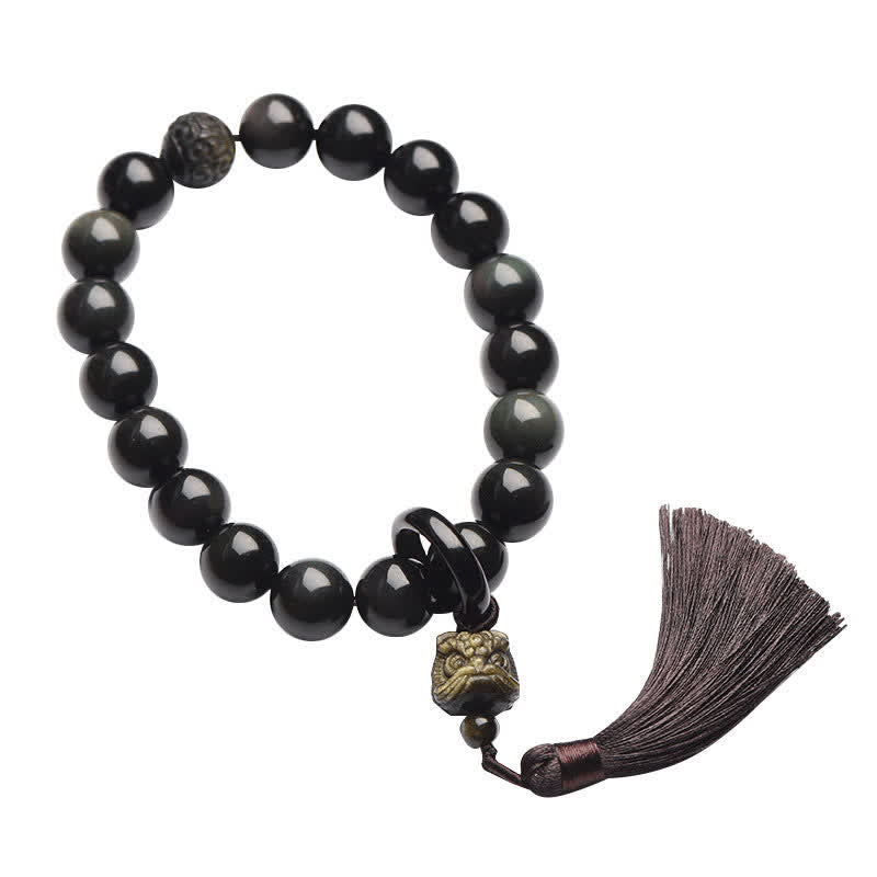 Black Obsidian Lion Wrist Mala — product view 7