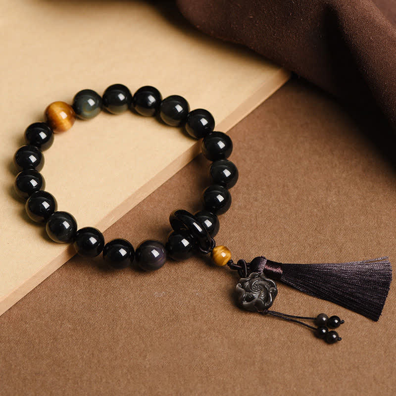 Black Obsidian Lion Wrist Mala — product view 8