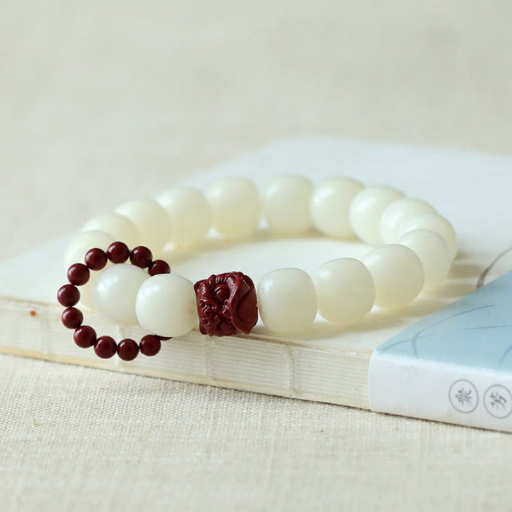 Bodhi Seed Cinnabar Dancing Lion Wrist Mala — product view 2