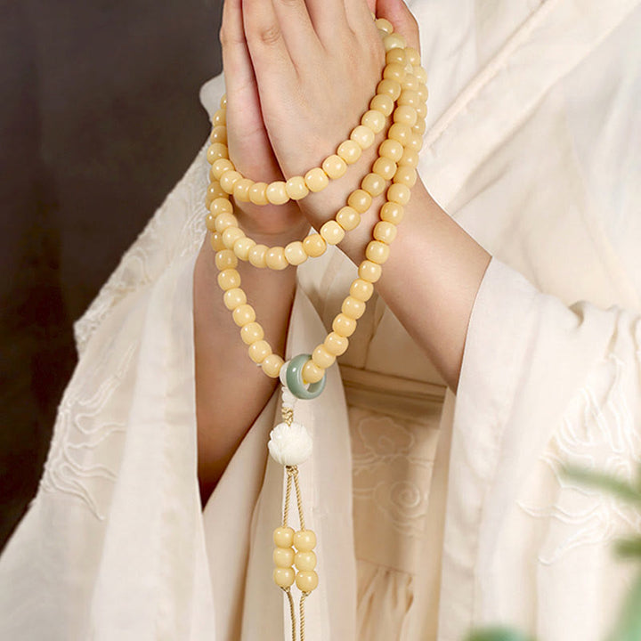 Bodhi Seed Lotus Dzi Bead Mala Bracelet — main product view