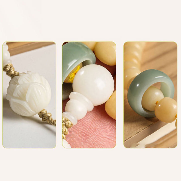 Bodhi Seed Lotus Dzi Bead Mala Bracelet — product view 4
