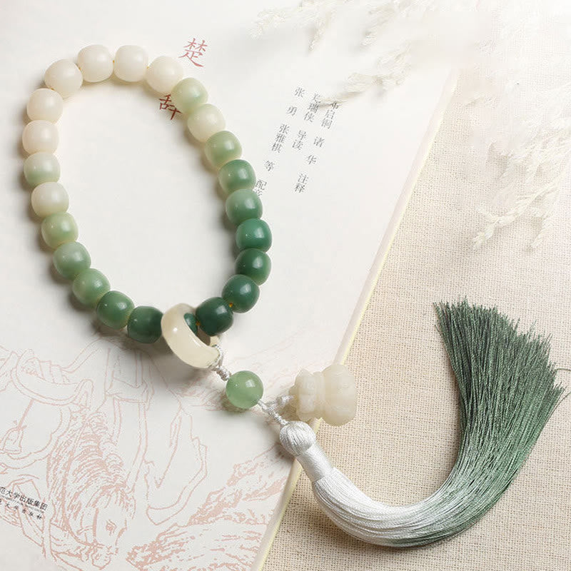 Gradient Bodhi Seed Money Bag Lotus Wrist Mala — main product view