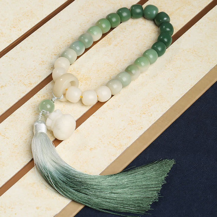 Gradient Bodhi Seed Money Bag Lotus Wrist Mala — product view 2