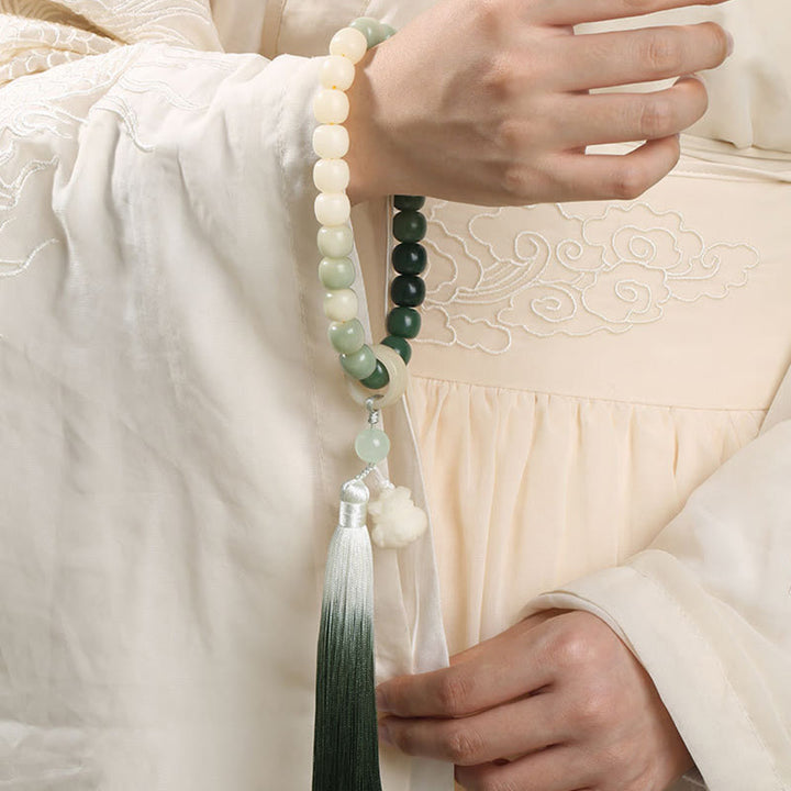 Gradient Bodhi Seed Money Bag Lotus Wrist Mala — product view 3