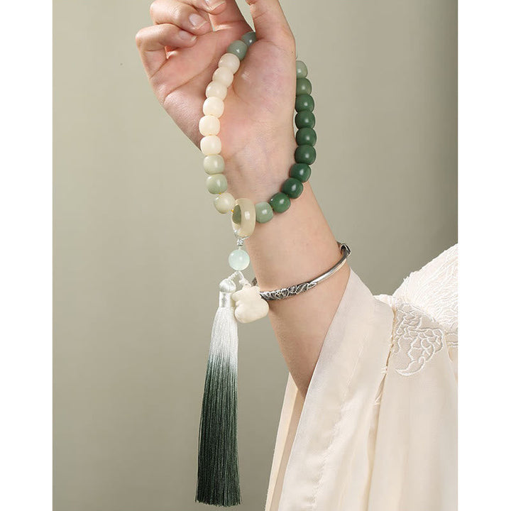 Gradient Bodhi Seed Money Bag Lotus Wrist Mala — product view 4