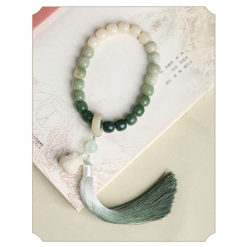Gradient Bodhi Seed Money Bag Lotus Wrist Mala — product view 5