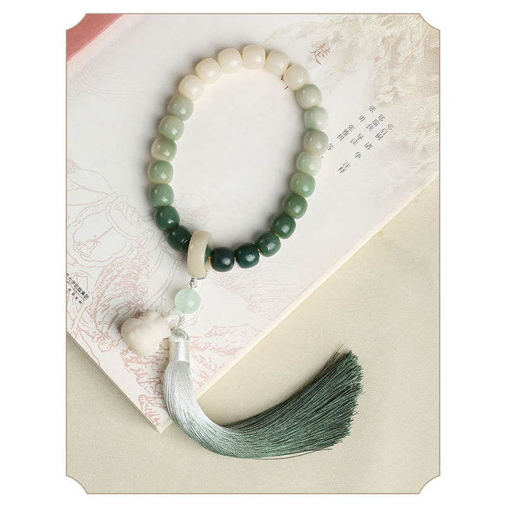 Gradient Bodhi Seed Money Bag Lotus Wrist Mala — product view 5