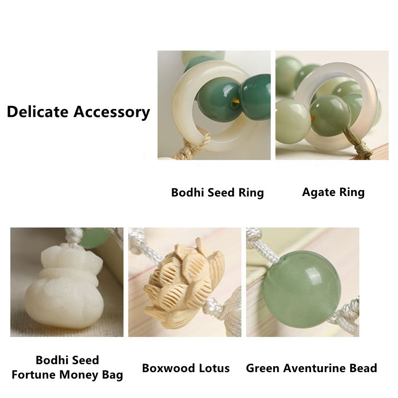 Gradient Bodhi Seed Money Bag Lotus Wrist Mala — product view 8