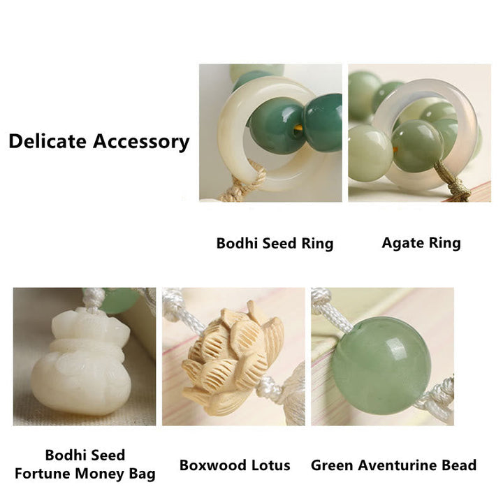 Gradient Bodhi Seed Money Bag Lotus Wrist Mala — product view 8