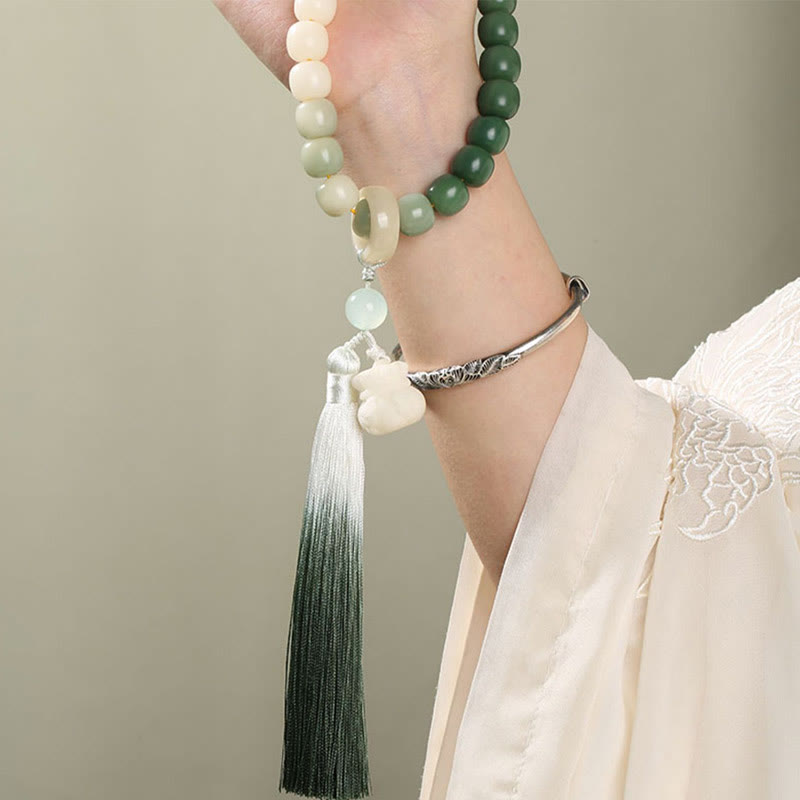 Gradient Bodhi Seed Money Bag Lotus Wrist Mala — product view 9
